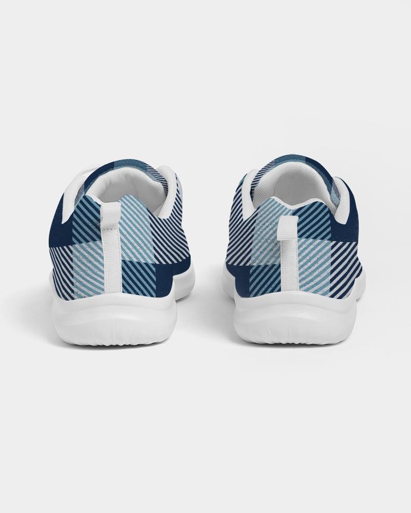 Mens Sneakers, Blue Plaid Low Top Canvas Running Shoes