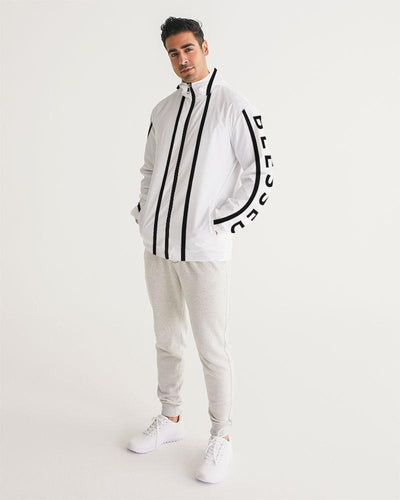 Mens Hooded Windbreaker - Blessed Sleeve Stripe White Water Resistant