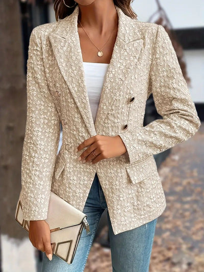 Winter Fashion Temperament Pure Color Double Breasted Blazer Women's Clothing