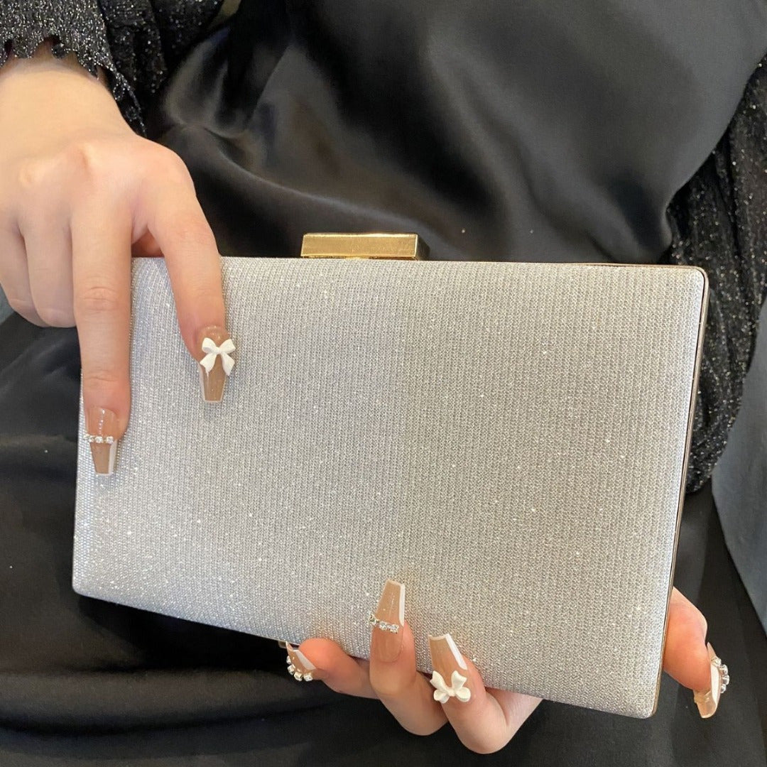 Diamond button-filled square clutch bag Diagonal wedding birthday