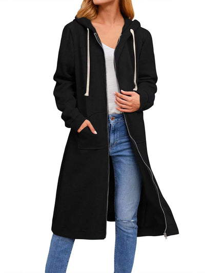 Autumn And Winter Women's Clothing Loose Zip Long Cardigan Jacket