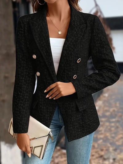 Winter Fashion Temperament Pure Color Double Breasted Blazer Women's Clothing