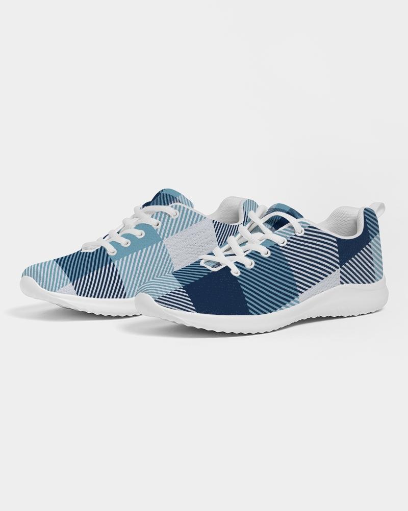 Mens Sneakers, Blue Plaid Low Top Canvas Running Shoes