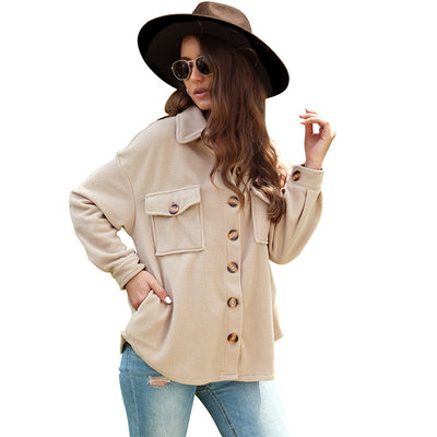 European And American Women's Clothing Autumn And Winter New Thickened Polar Fleece Cardigan Jacket