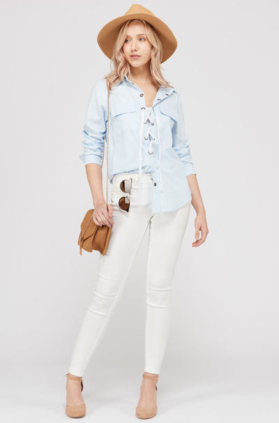 Women's Lace Up Blouse Top