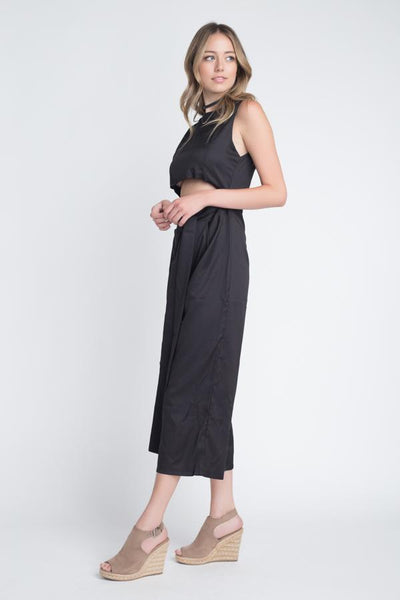 Women's Sleeveless Tie Jumpsuit with Slit