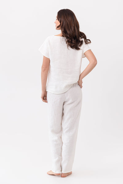 White linen / Natural Linen Pajama set / Linen loungewear / Linen