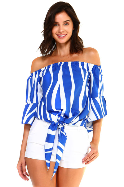 Women's Strapless Striped Bandage Blouse