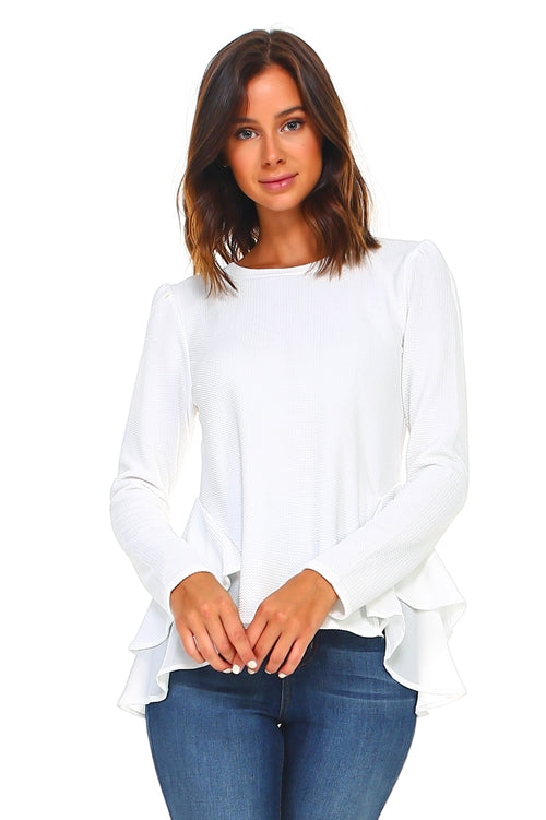 Women's Long Sleeve Ruffle Top