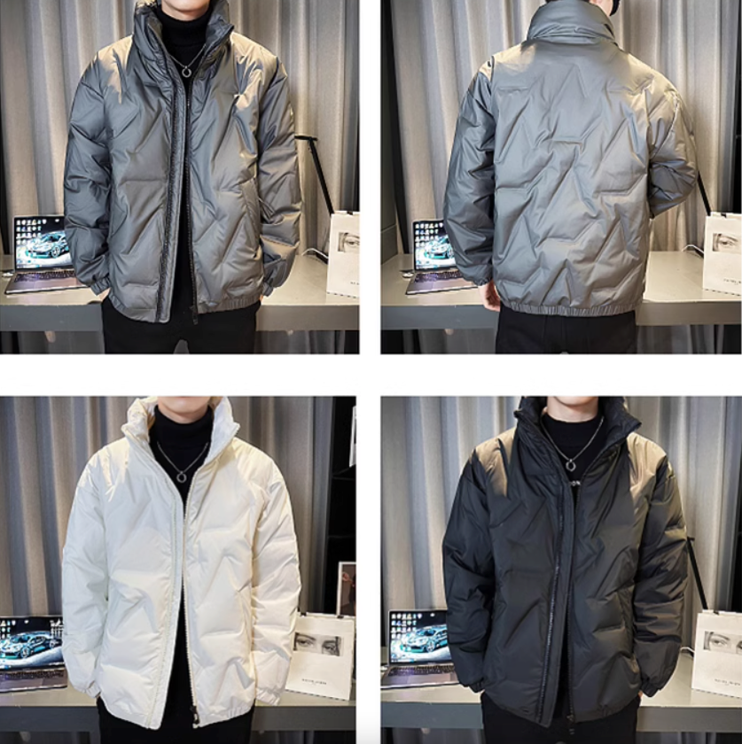 Mens High Collar Quilted Jacket