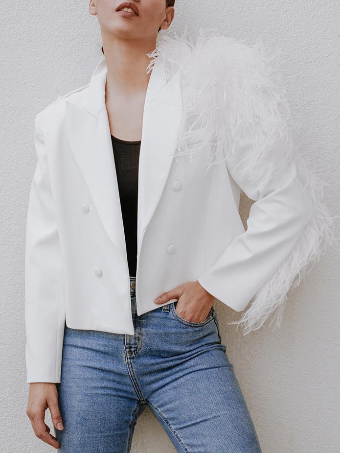 Lydia Ostrich Feather Blazer