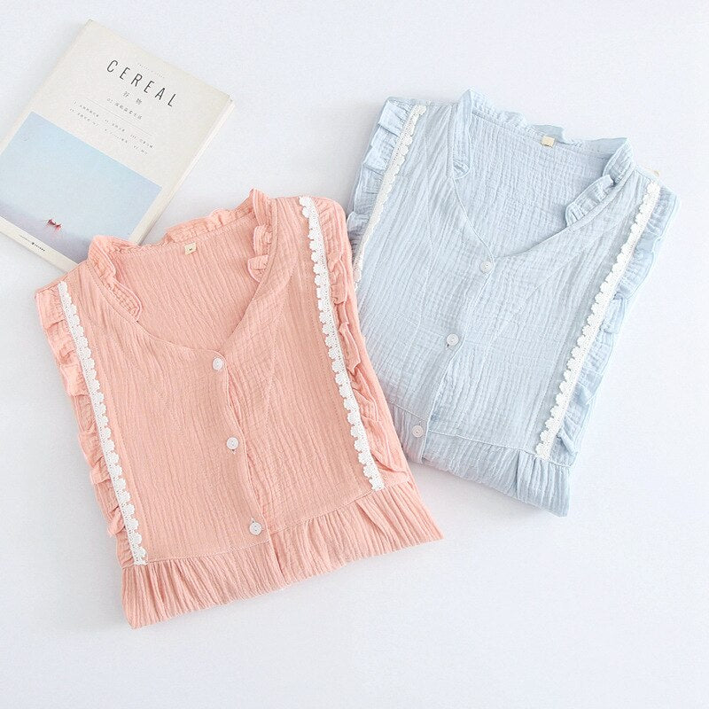 New Ruffle Simple Pajamas Button