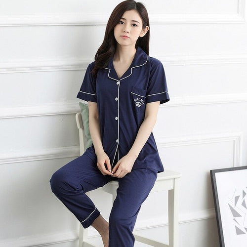 Autumn Thin Cardigan Pajamas Two Piece Women