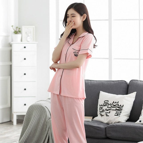 Autumn Thin Cardigan Pajamas Two Piece Women