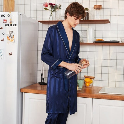 Pyjamas Men Silk Male Pajamas 2 Pieces Sets