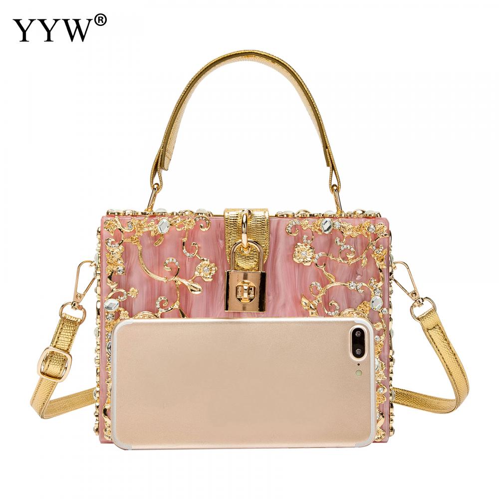 Acrylic Handbags Women Fashion Flower Shoulder Bags Evening Party