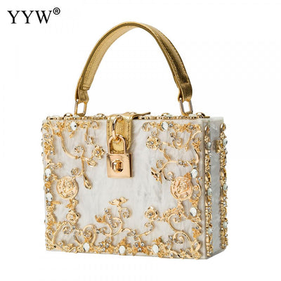 Acrylic Handbags Women Fashion Flower Shoulder Bags Evening Party