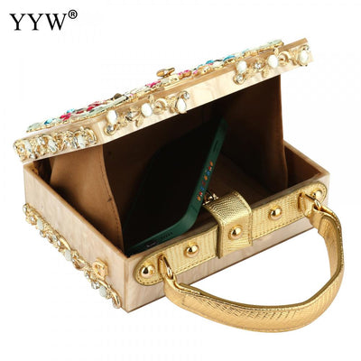 Acrylic Handbags Women Fashion Flower Shoulder Bags Evening Party