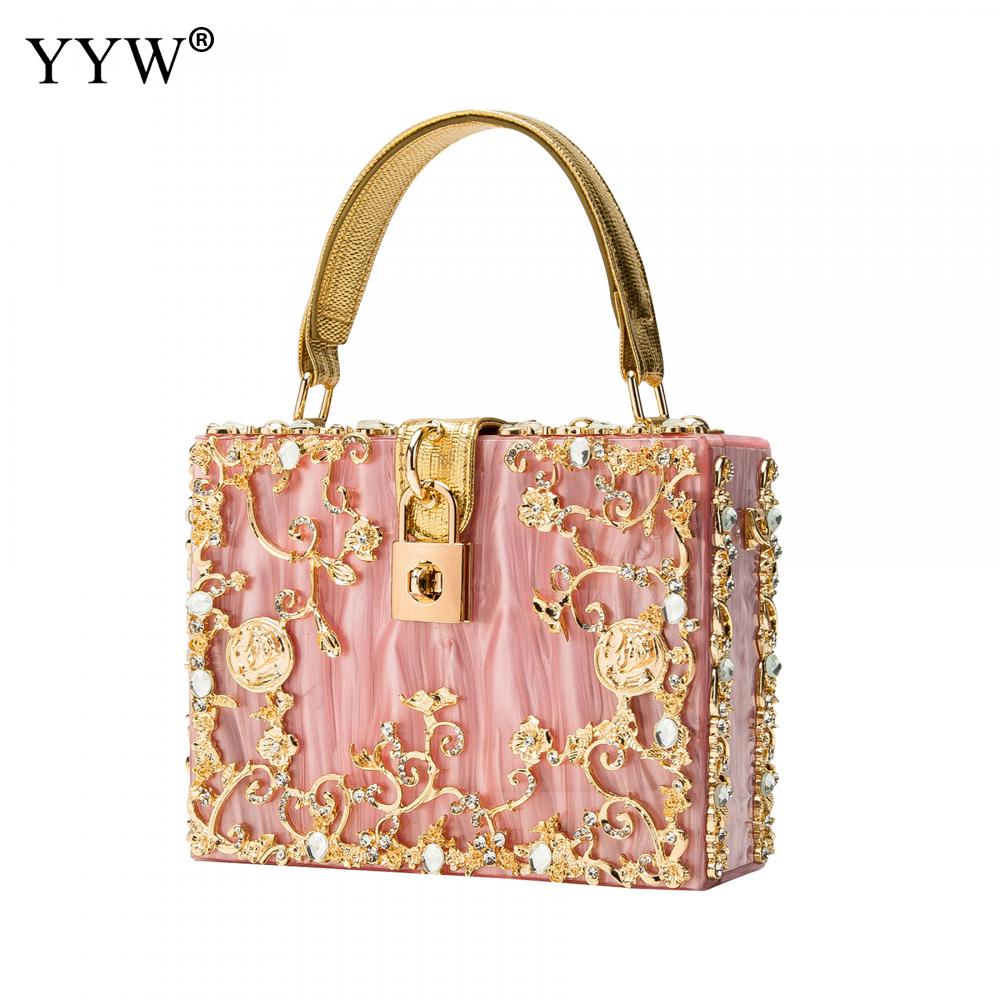 Acrylic Handbags Women Fashion Flower Shoulder Bags Evening Party