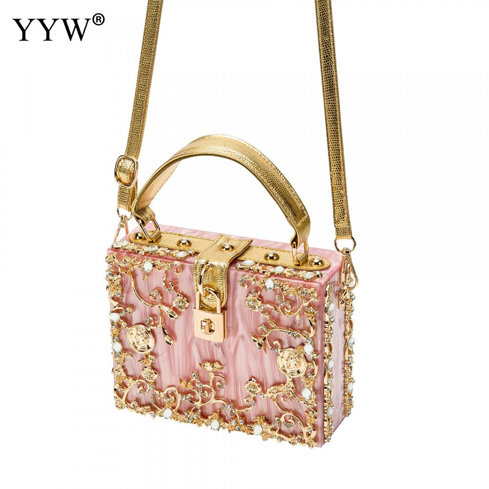 Acrylic Handbags Women Fashion Flower Shoulder Bags Evening Party