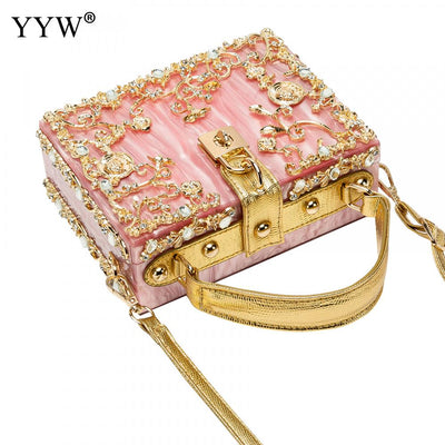 Acrylic Handbags Women Fashion Flower Shoulder Bags Evening Party