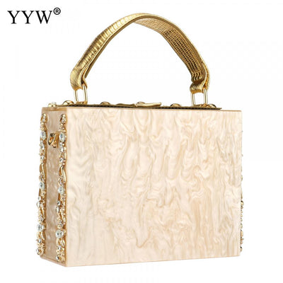 Acrylic Handbags Women Fashion Flower Shoulder Bags Evening Party