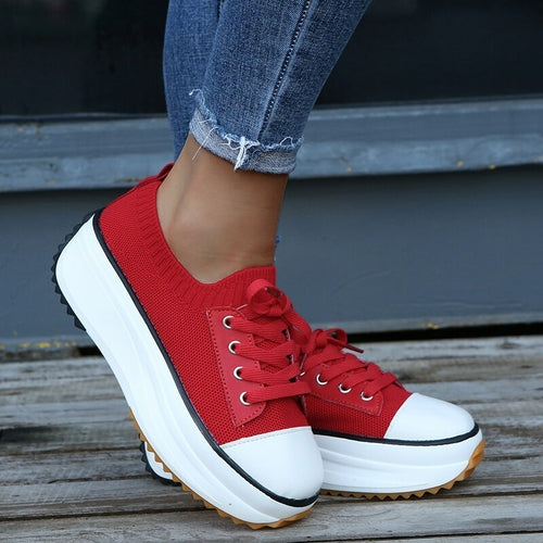 Summer Woman Vulcanize Shoes Knitted Breathable Sneakers