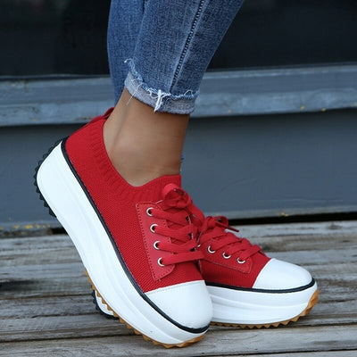 Summer Woman Vulcanize Shoes Knitted Breathable Sneakers