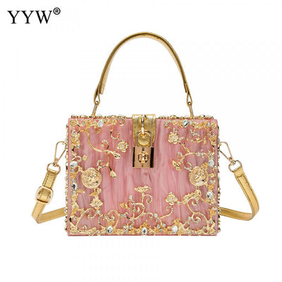 Acrylic Handbags Women Fashion Flower Shoulder Bags Evening Party