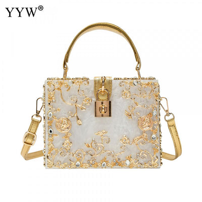 Acrylic Handbags Women Fashion Flower Shoulder Bags Evening Party