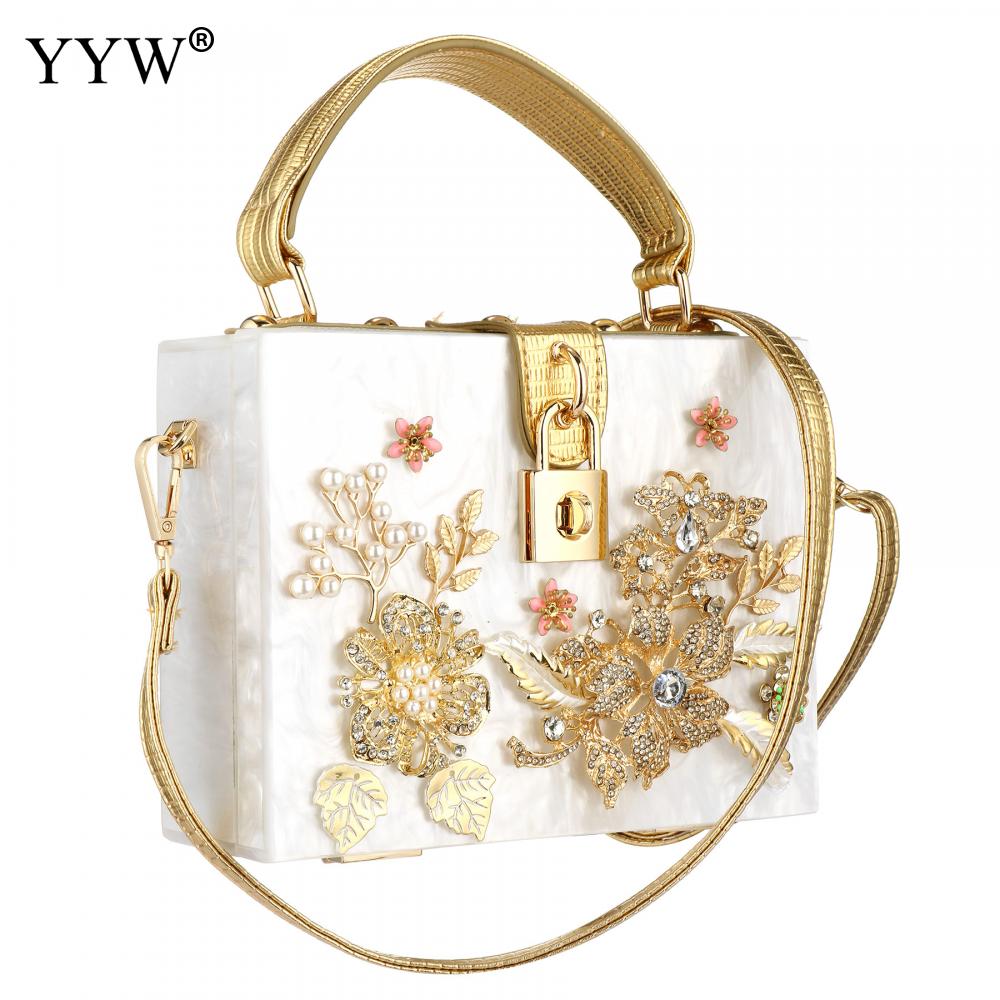 Acrylic Handbags Women Fashion Flower Shoulder Bags Evening Party