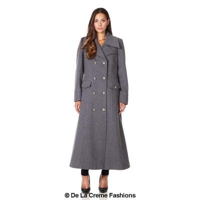 Wool Blend Double Breasted Maxi Coat