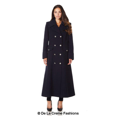 Wool Blend Double Breasted Maxi Coat