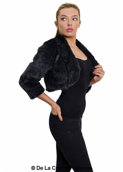 Open Front Faux Fur Bolero