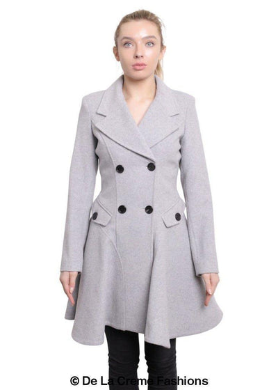 Wool Blend Double Breasted Skater Coat