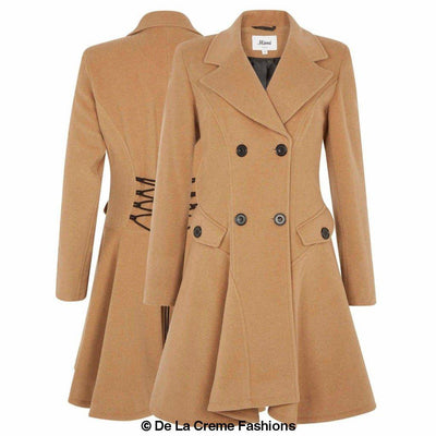 Wool Blend Double Breasted Skater Coat