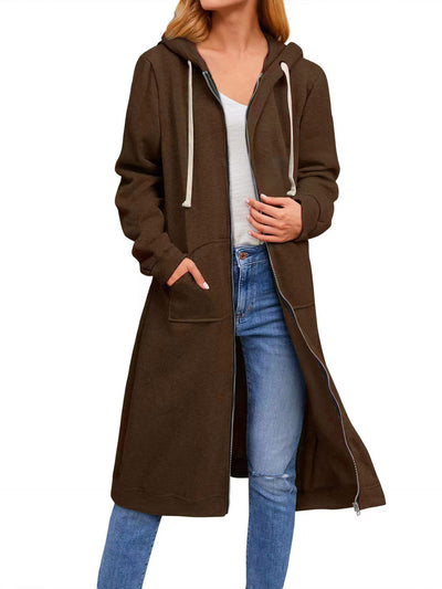 Autumn And Winter Women's Clothing Loose Zip Long Cardigan Jacket