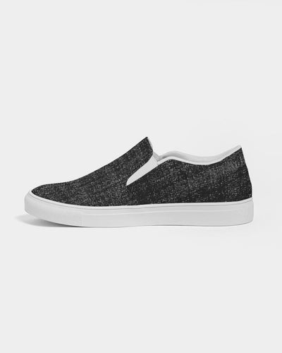 Womens Sneakers - Canvas Slip on Shoes, Black Faded Print