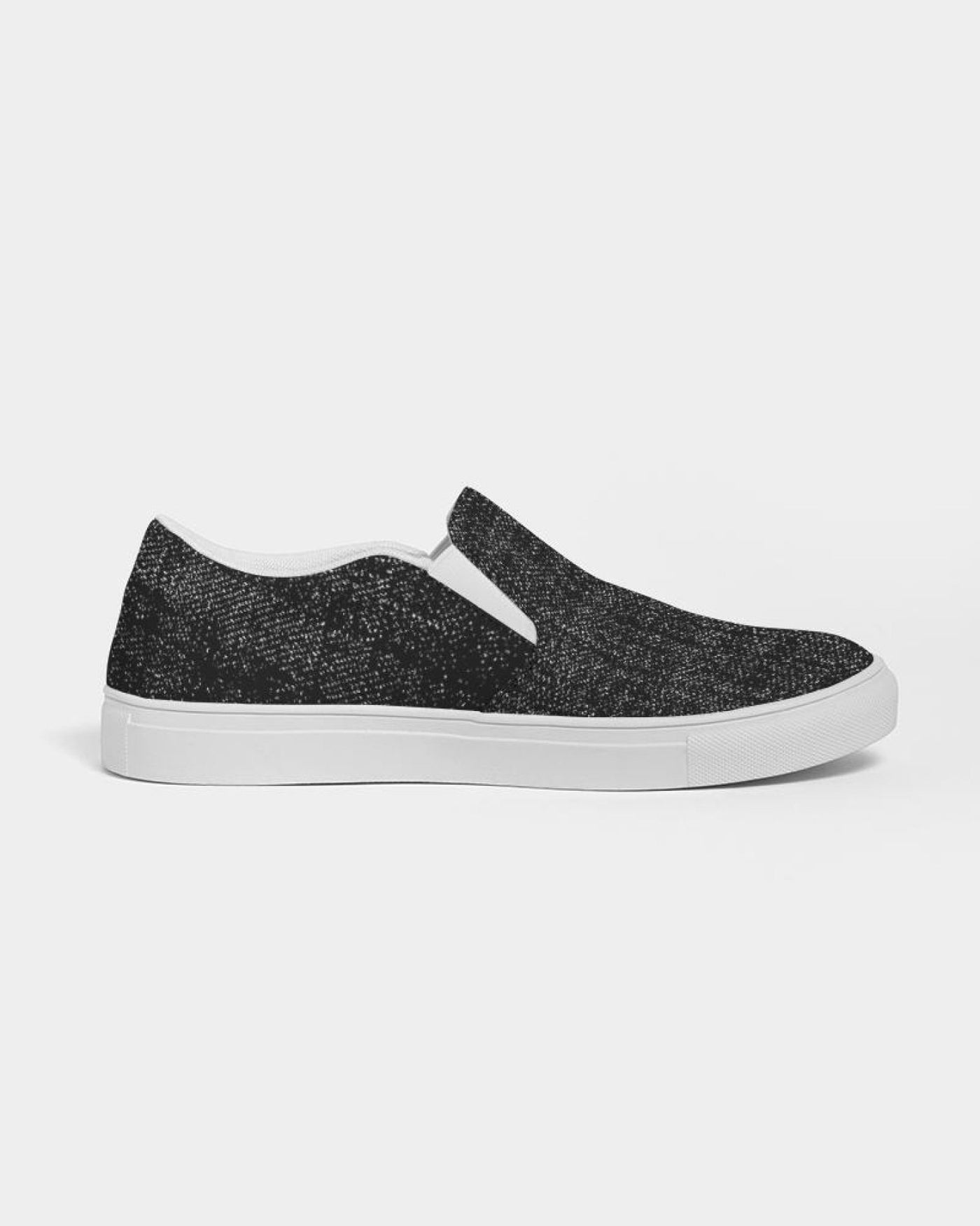 Womens Sneakers - Canvas Slip on Shoes, Black Faded Print