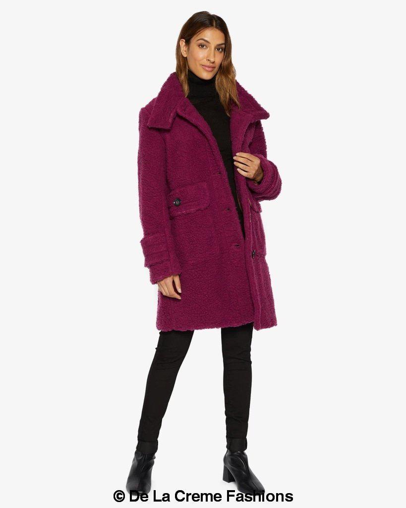 Julie High Neck Borg Teddy Coat