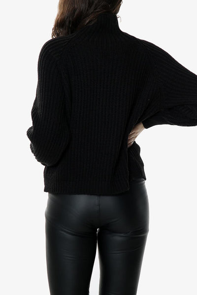 Black Balloon Sleeve Knit Jumper