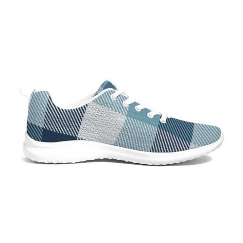 Mens Sneakers, Blue Plaid Low Top Canvas Running Shoes