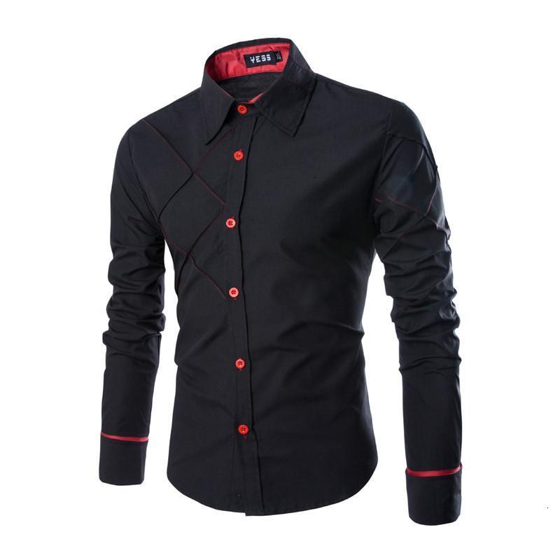 Business Shirt Mens Long Sleeve Panelled Clothes Fashion Styles Single