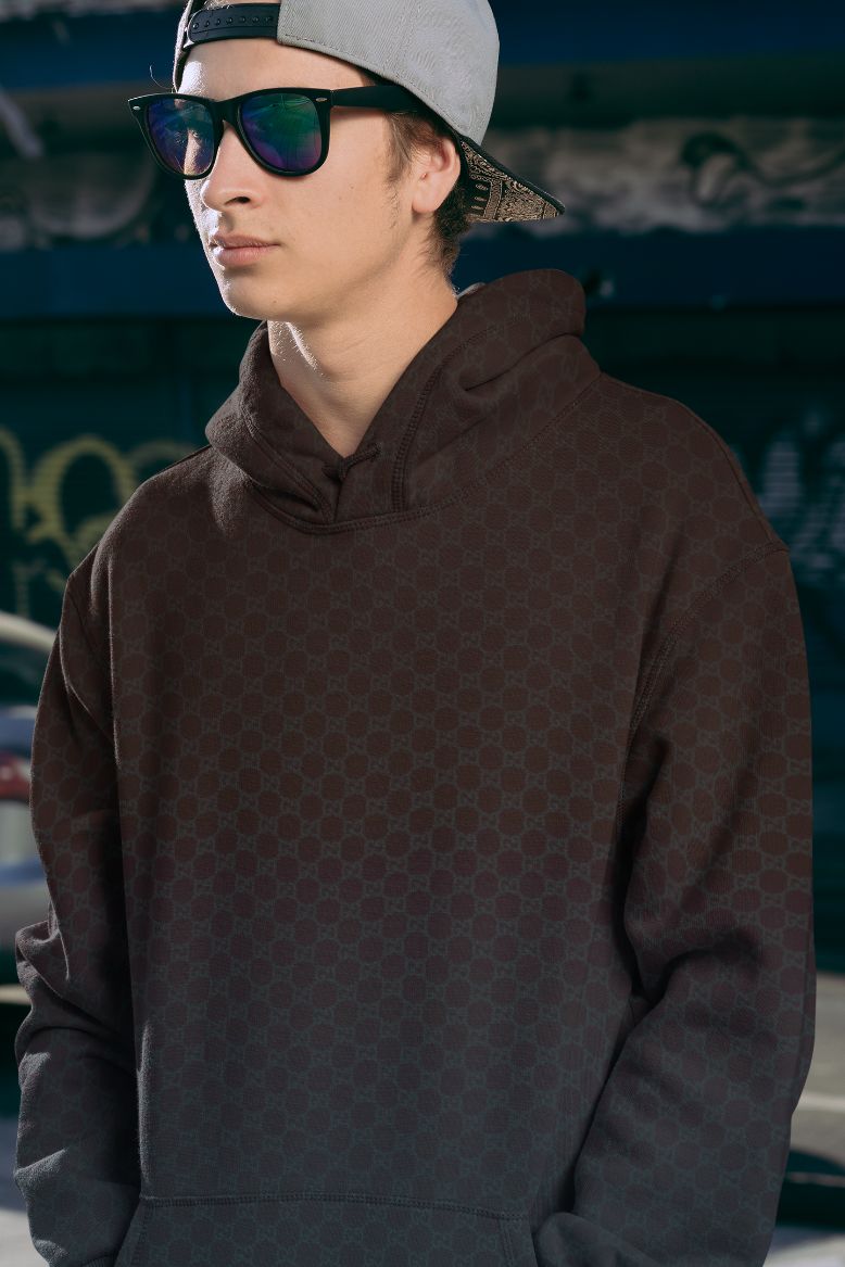 Blue Brand pattern Men Sublimation Hoodie