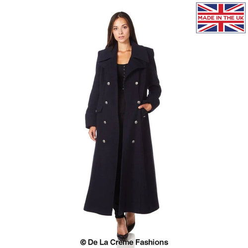 Wool Blend Double Breasted Maxi Coat